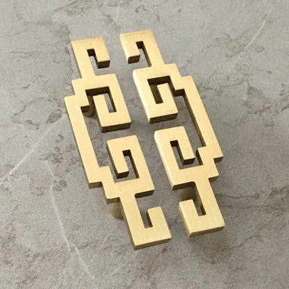 2" 2.75" Brass Greek Key Drawer Pull Handles - Oriental Style