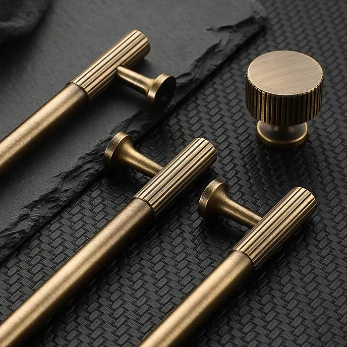 Fluted Antique Bronze Cabinet Bar Pulls - 3.75" to 8.8"