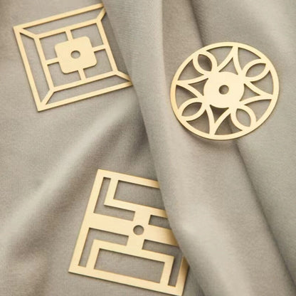 Elegant Solid Brass Cabinet Knob Backplates, Brushed Gold, MCM Style
