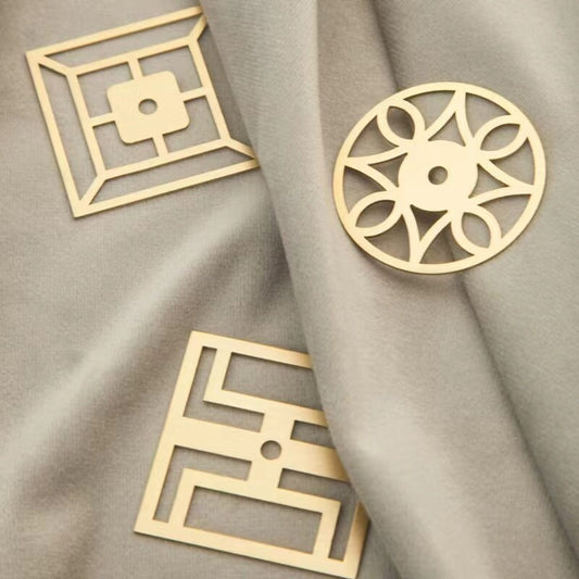 Elegant Solid Brass Cabinet Knob Backplates, Brushed Gold, MCM Style