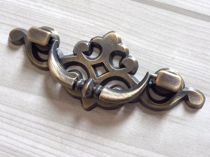 3.25" C-C Georgian Swing Bail Dresser Drawer Pull, Black Antique Bronze Gold