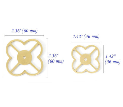 Brass Clover Back Plate for Drawer Knobs, Brushed Gold, Polished Chrome, Matte Black