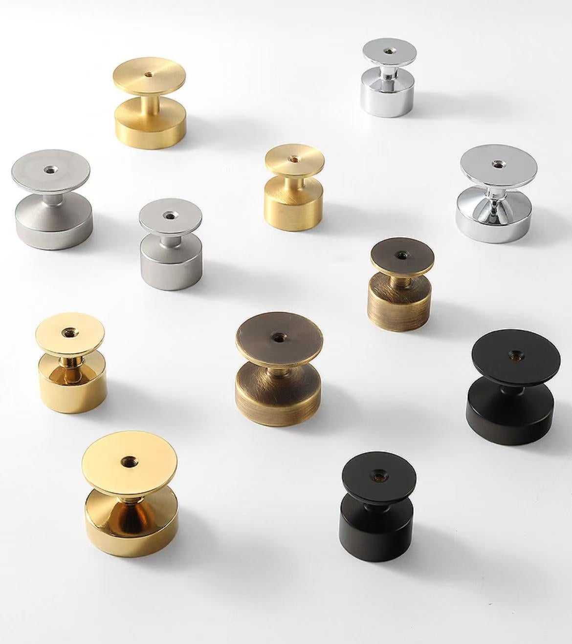 Brass Round Cabinet Knobs with Wide Base - 6 Finishes