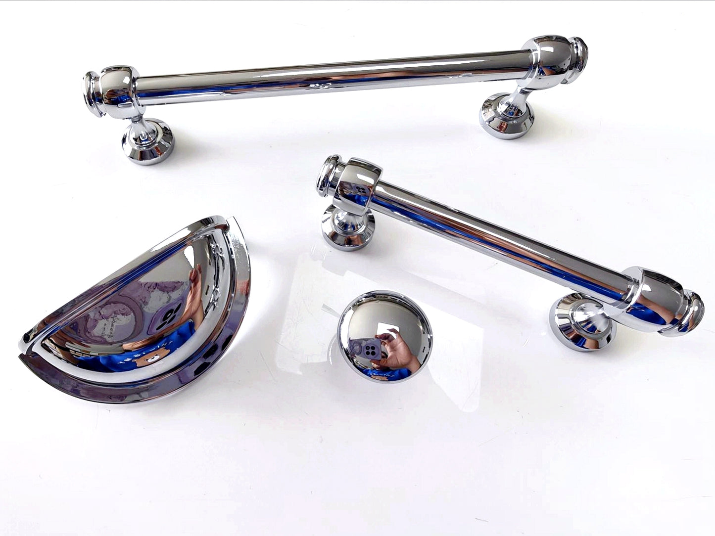 3" 3.5" 6" Chrome Cabinet Bar Handle & Cup Drawer Pull - LynnsHardware