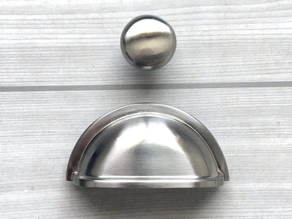 Nickel Cabinet Drawer Pulls Modern Cup Handles 76 96 128 mm Lynn Hardware
