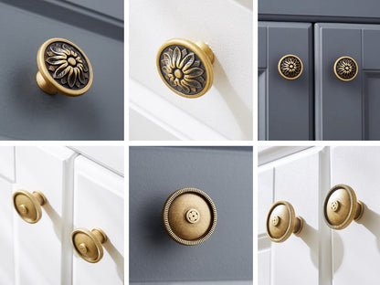 Solid Brass Cabinet Button Knob - Antique Bronze