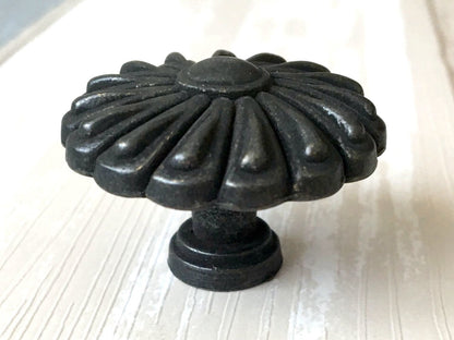 4.5" Vintage Style Antique Black Bail Drawer Pull, Drop Ring, Round Knob