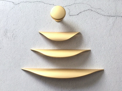 Gold Cup Drawer Pulls, Slim Cabinet Handle, Kitchen Hardware