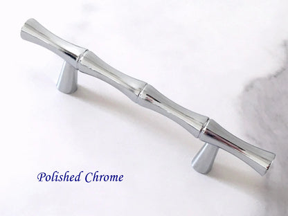 3 Inch Bamboo Drawer Pulls Polished Chrome