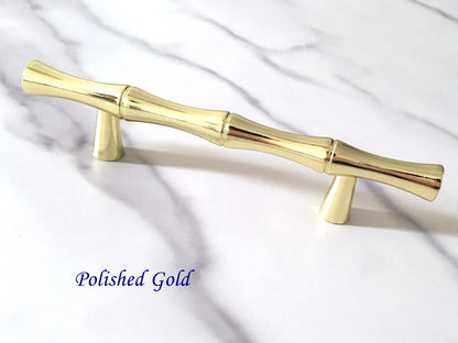 3 Inch Bamboo Drawer Pulls Polished Gold