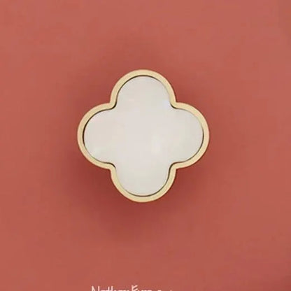 Clover Cabinet Knobs, MCM Drawer Pulls, Brass Shell, Brushed Gold, Polished Chrome,