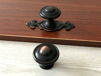Oil Rubbed Bronze Cabinet Knobs with Backplate, Kitchen Hardware