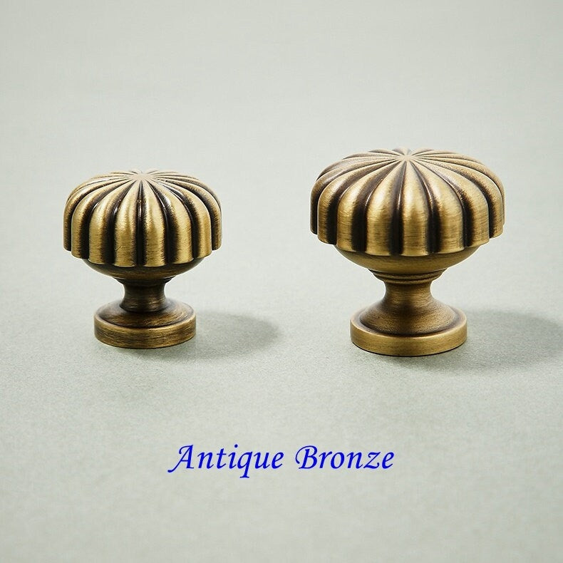 Brass Pumpkin Cabinet Knob, Gold Chrome Antique Bronze
