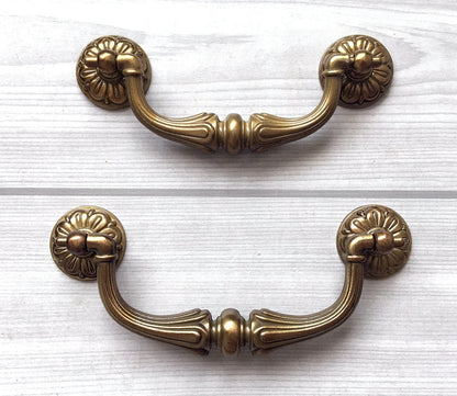 3.75" 4.5" Drop Bail Dresser Drawer Pull Handles Antique Brass Vintage Style