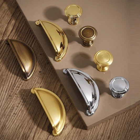 3" 76 mm Centers Brass Cup Drawer Pulls, Polished Gold Chrome Antique Bronze