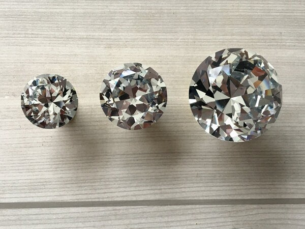 Crystal Glass Gold Diamond Cut Dresser Pulls