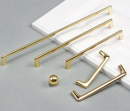 Polished Gold Cabinet Pulls, MCM Wardrobe Handles, Kitchen Hardware