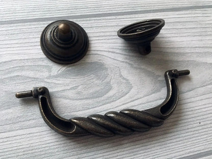 4.5" Drawer Pull Drop Bail, Vintage Style,  Antique Pewter Black Bronze