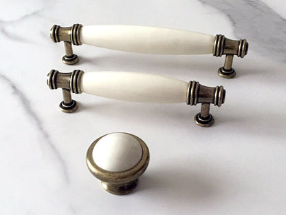 3.75" 5" Cream Ceramic Cabinet Pull Handles