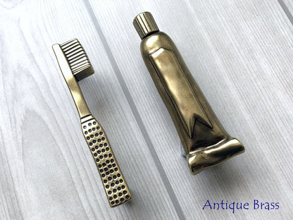 3" Toothbrush Toothpaste Bathroom Cabinet Handles, Antique Black Brass Pewter 76 mm