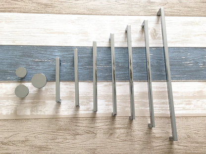 Slim Square Cabinet Pulls, Circle Drawer Knobs, Polished Chrome, Modern Kitchen Hardware