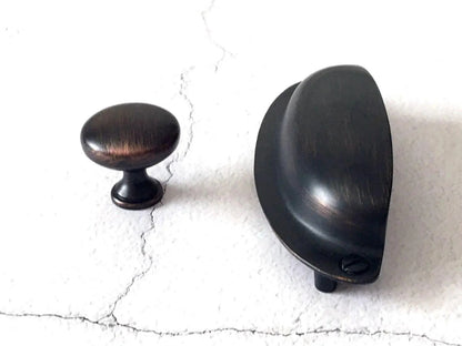 3.5" Centers Cup Drawer Pulls, Retro Cabinet Hardware, Oil Rubbed Bronze