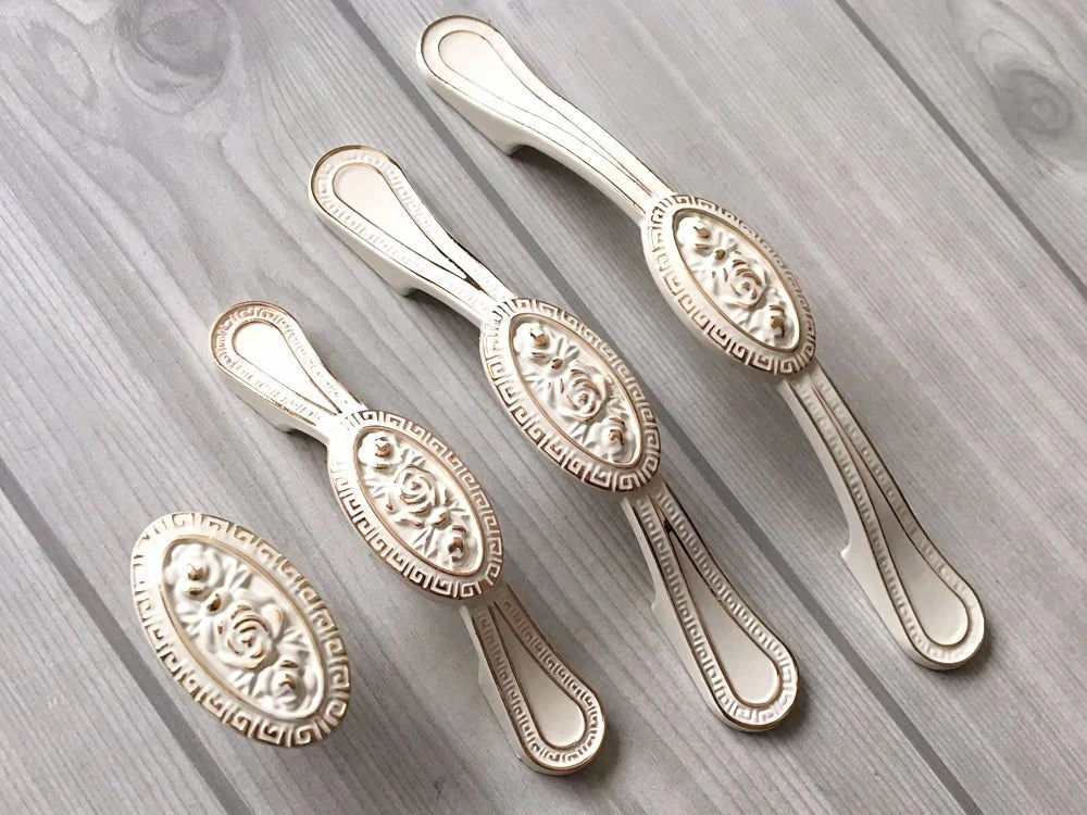 2.5" 3.75" 5" Creamy White Cabinet Handle, Zinc Alloy