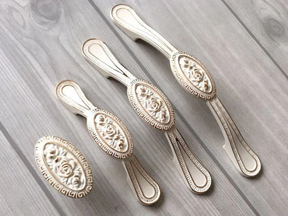 2.5" 3.75" 5" Creamy White Cabinet Handle, Zinc Alloy