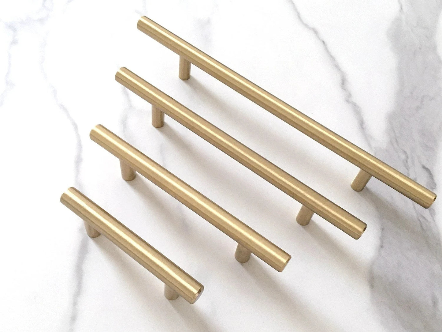 Gold Brass Round T Bar Drawer Pull & Knob - 2.5" to 6.25"