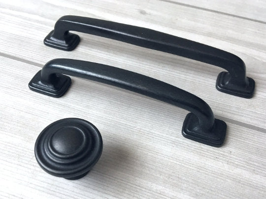 4" 5" Antique Black Cabinet Pulls Handles Dresser Drawer Knobs Solid Kitchen Hardware