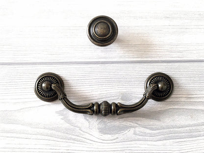 4.75 Inch Antique Bronze Bail Drawer Pulls Cabinet Handles Lynns Hardware 4-3/4 Inches 121 mm