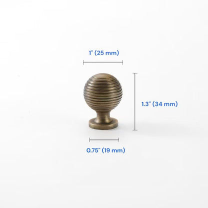 Fluted Brass Cabinet Pulls 96 128 160 224 256 320 mm, Antique Bronze Knurled Kitchen Hardware