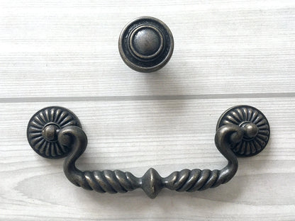 4.75" Drawer Pulls Drop Handle Dark Antique Bronze Vintage Style 4-3/4 Inch Centers