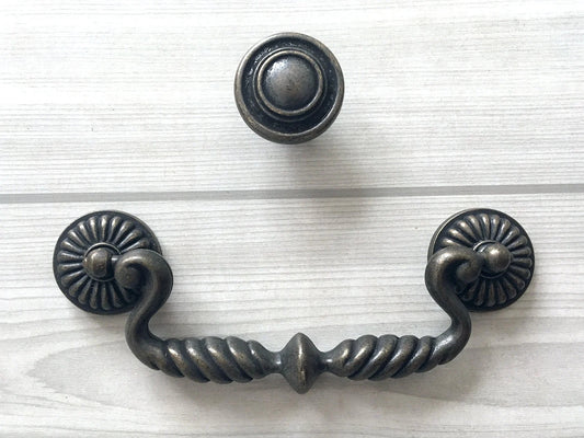 4.75" Drawer Pulls Drop Handle Dark Antique Bronze Vintage Style 4-3/4 Inch Centers