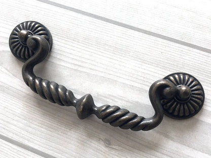 4.75" Drawer Pulls Drop Handle Dark Antique Bronze Vintage Style 4-3/4 Inch Centers