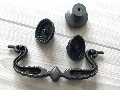 4.75" Drawer Pulls Drop Handle Dark Antique Bronze Vintage Style 4-3/4 Inch Centers