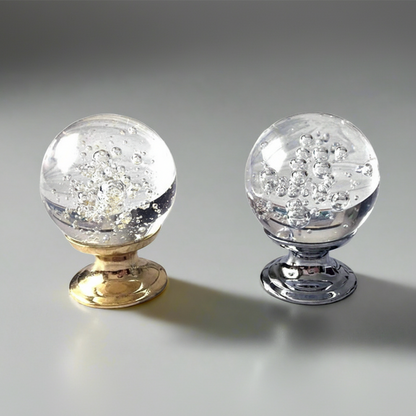 Bubble Glass Cabinet Knob in Polished Gold/Silver