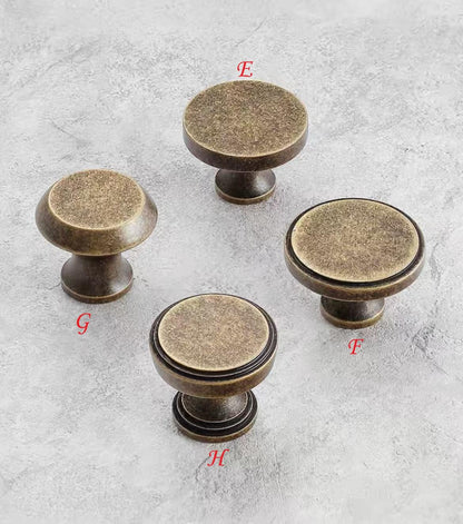 Classic Antique Bronze Cabinet Knob, Solid Brass, Retro Vintage Victorian Rustic Kitchen Hardware