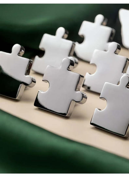 Puzzle Piece Brass Knobs, Nursery Dresser Pull, Kids Cabinet Hardware, Gold Polished Chrome