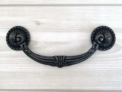 4.5" Vintage Style Antique Black Bail Drawer Pull | Kitchen Cabinet Knob