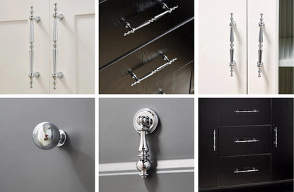 Brass Cabinet Pull Handles, Polished Chrome, Contemporary Kitchen Hardware