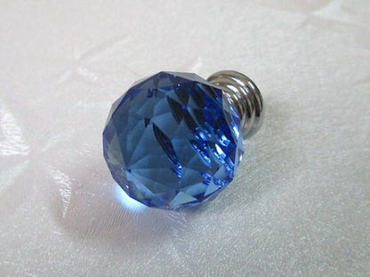 Blue Glass Dresser Knobs, Crystal Drawer Pulls, Kitchen Cabinet Hardware