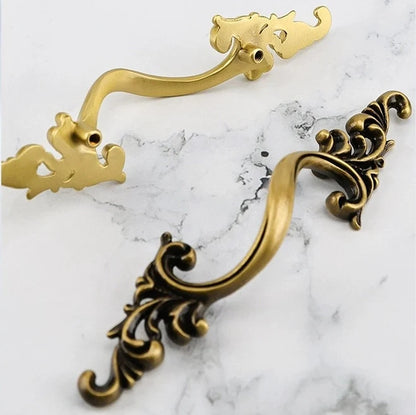 2.5" 3.75" Brass Drawer Pull Handles, Antique Bronze,  French Provincial Hardware 64 96 mm