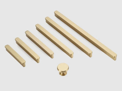 Solid Brass Cabinet Pulls, Simple Minimalism, Brushed Gold Brass, Matte Black, Coffee Bronze
