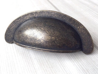 Farmhouse Cabinet Handle & Cup Drawer Pull - Dark Antique Bronze