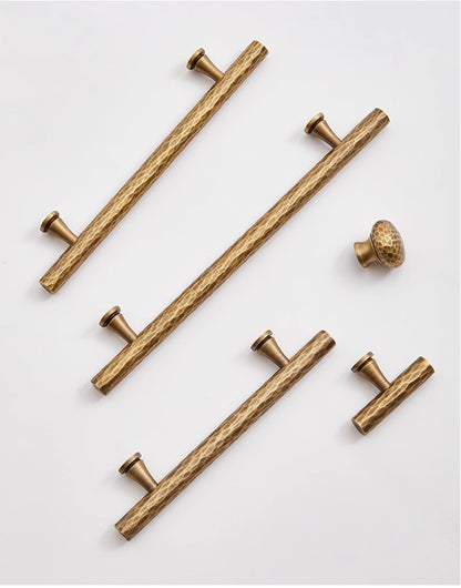 Hammered Antique Bronze Cabinet Bar Pulls, Brass, Rustic Retro Kitchen Hardware
