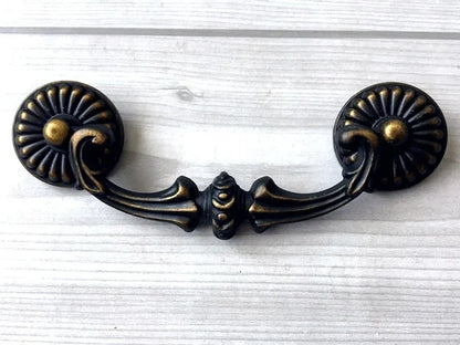 3.75“ 5" Georgian Swing Bail Drawer Pull - Antique Gold Brass