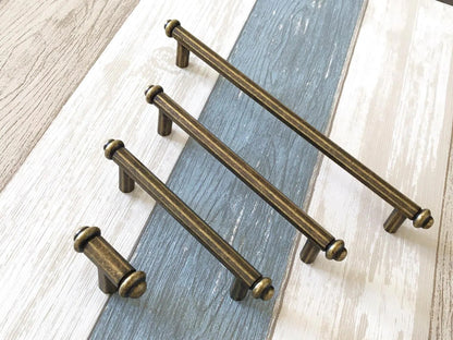 3.75" 5" 7.5" Centers Cabinet Bar Handles, Antique Bronze Kitchen Hardware, 96 128 192 mm Holes
