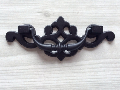 3.25" C-C Georgian Swing Bail Dresser Drawer Pull, Black Antique Bronze Gold
