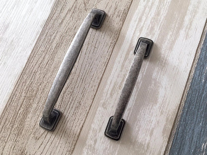 3" 3.75" 5" Cabinet Pull Handles, Antique Pewter, Rustic Kitchen Hardware